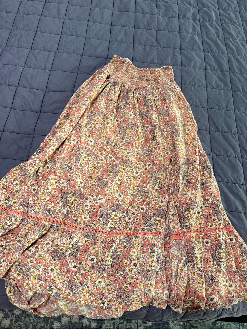 Patrons of Peace Coral Floral Tiered Maxi Skirt